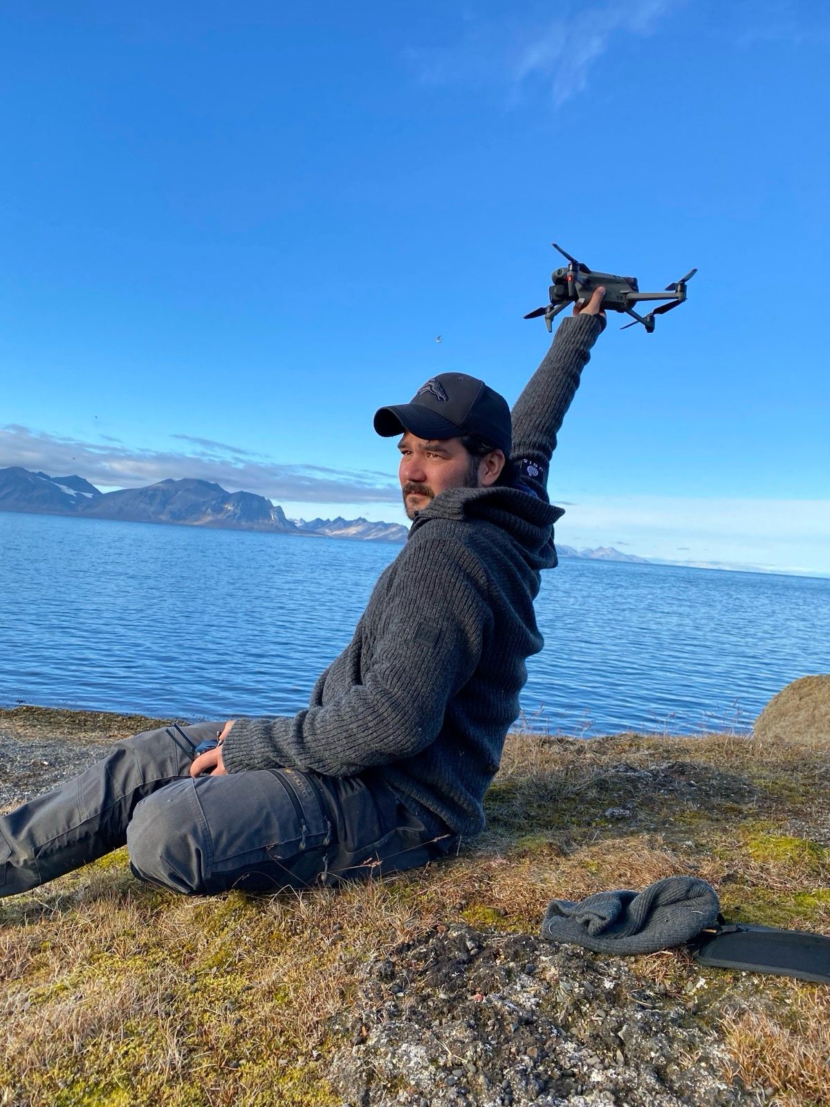 Launching a UAV by the fjord