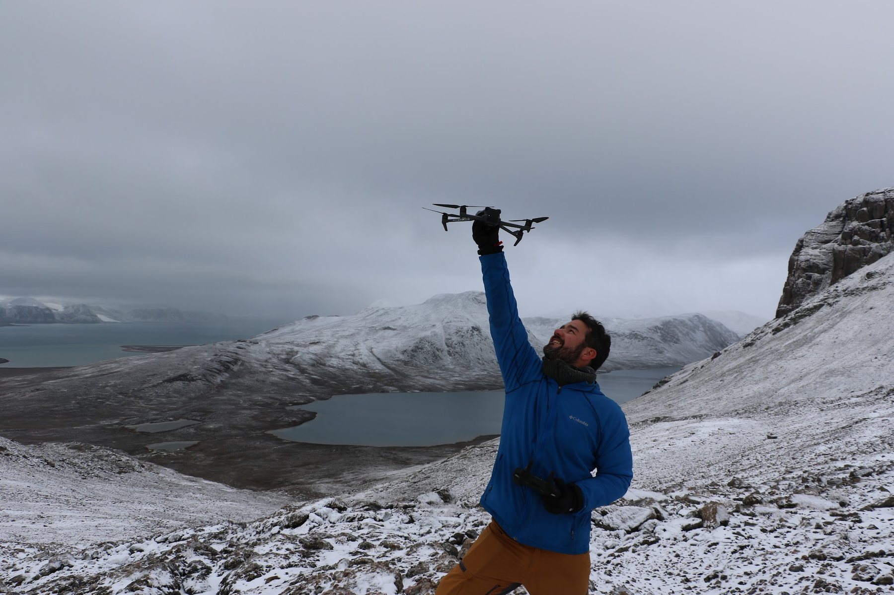 Catching a UAV after a survey flight